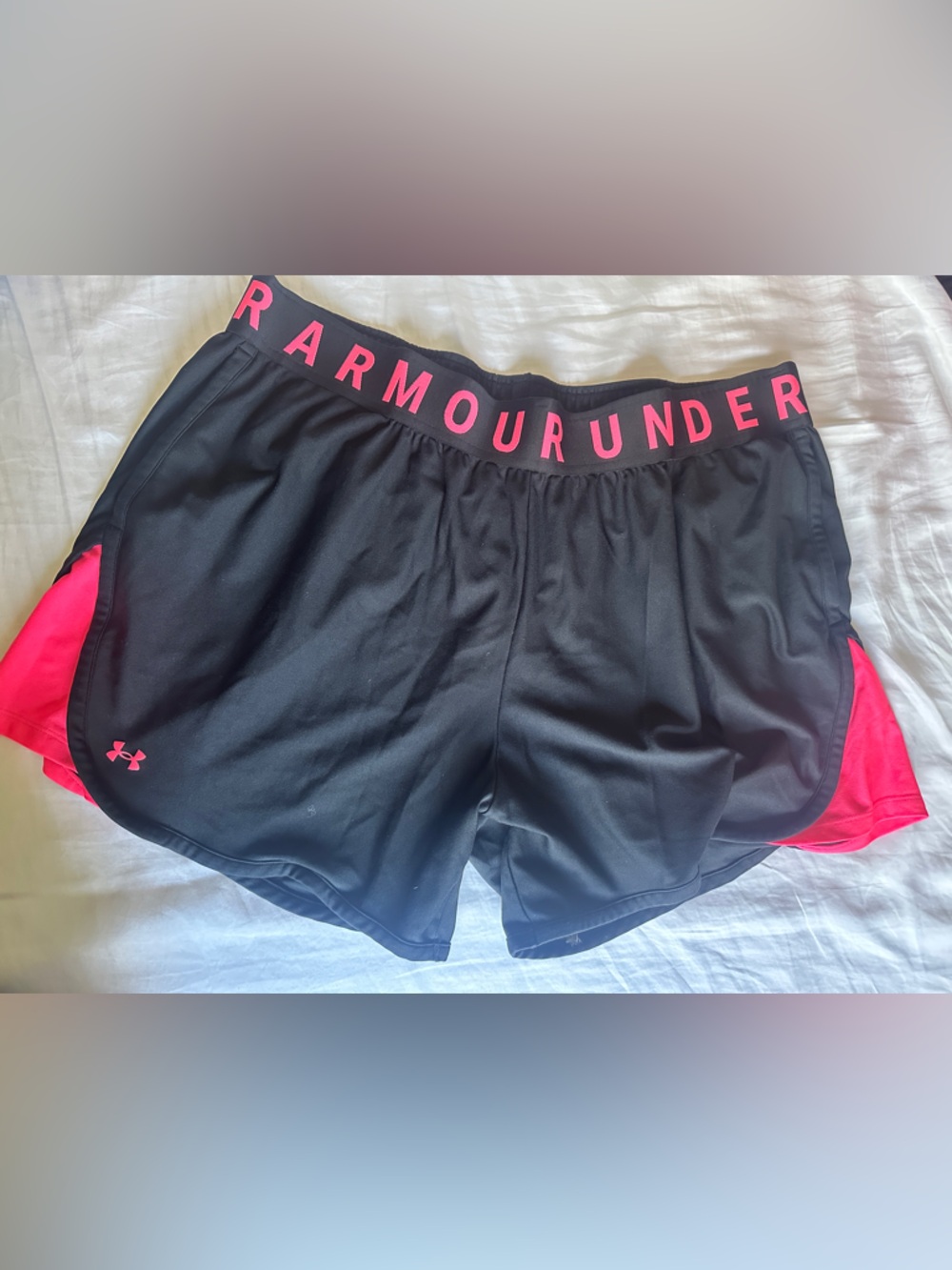 Under Armour Black Shorts with Pink Trim & Logo
